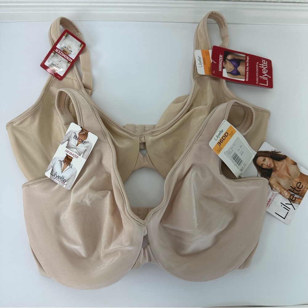 Lilyette Women's Cream Underwire Bras bundle 36 DD new
